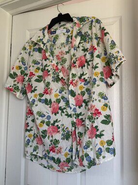 Old Navy Short-Sleeve Printed Poplin Shirt Size L